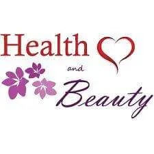 Graphic design featuring the words 'Health and Beauty' with floral accents, symbolizing wellness and aesthetics.