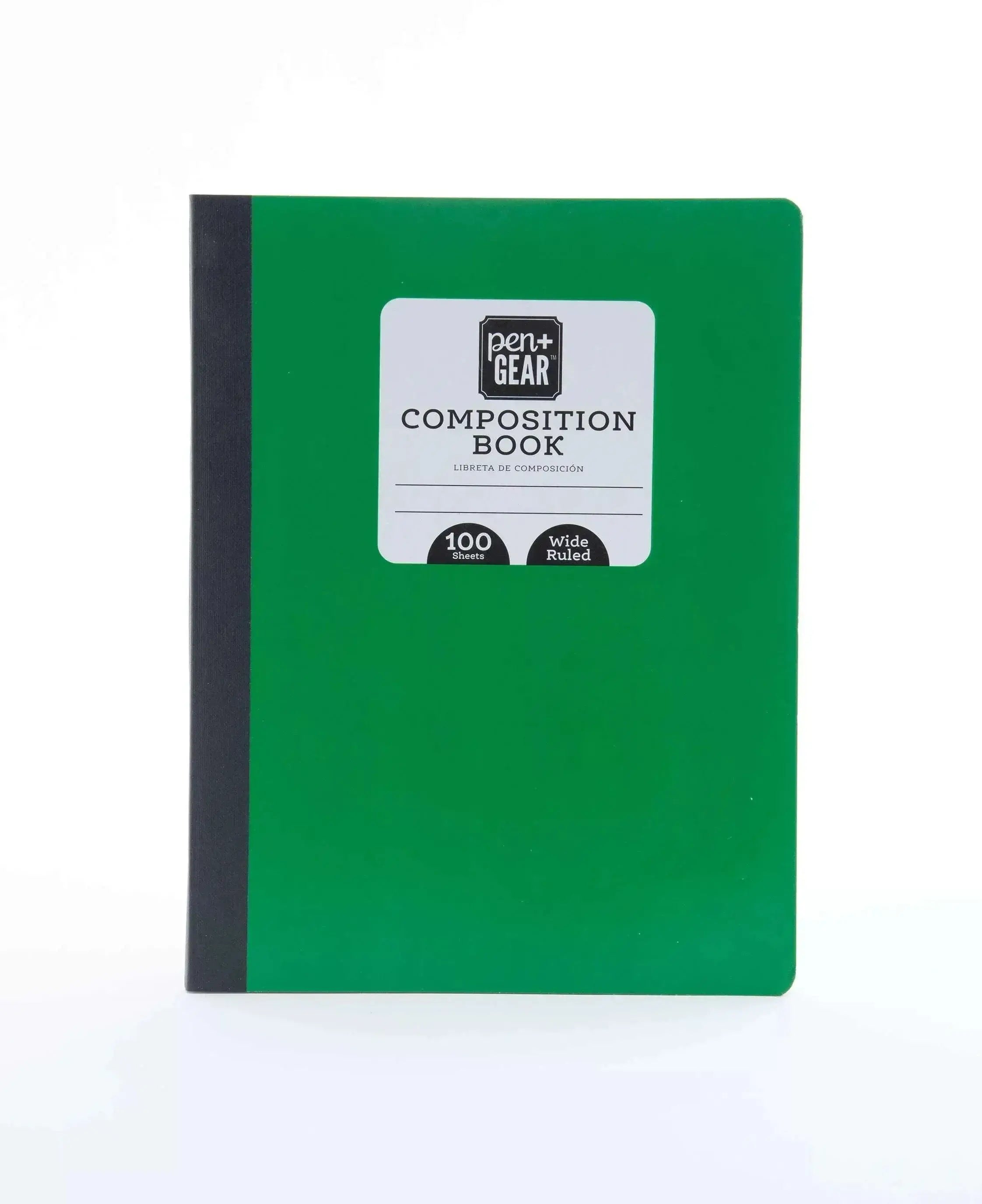 Pen + Gear composition book with green cover, 100 sheets, wide ruled.