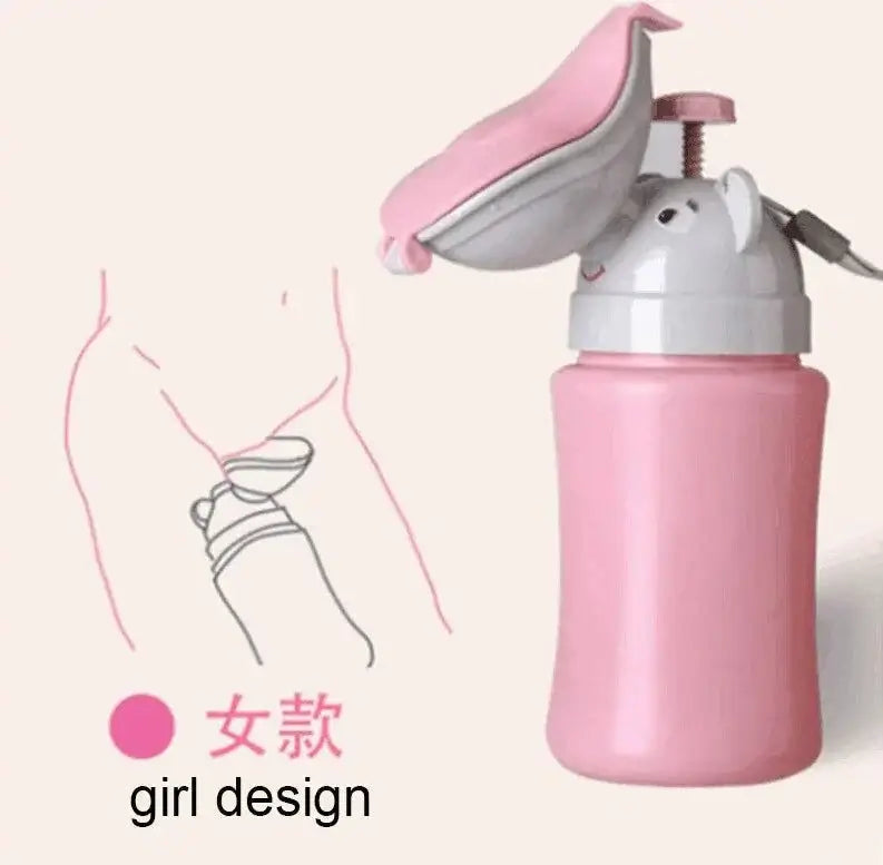 pink portable potty training urinal for girls with ergonomic design
