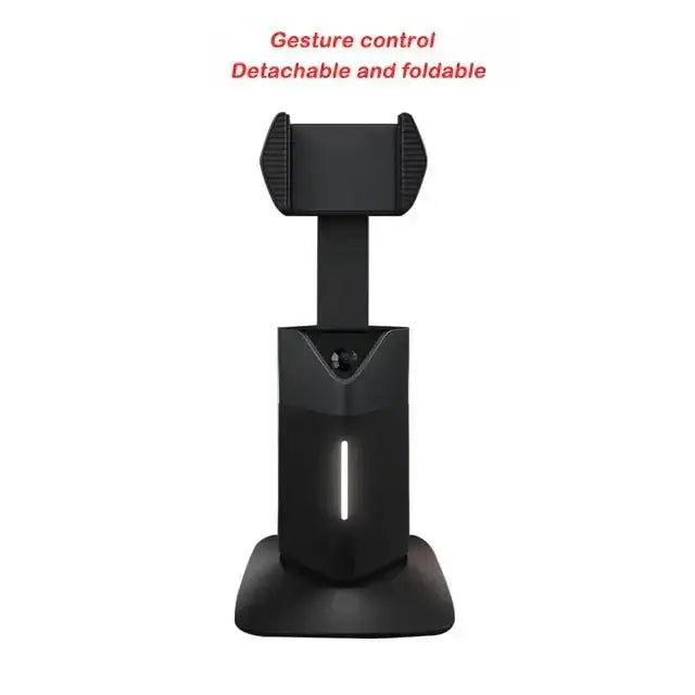 Auto face tracking phone selfie stick with gesture control, detachable and foldable design for hands-free selfies.