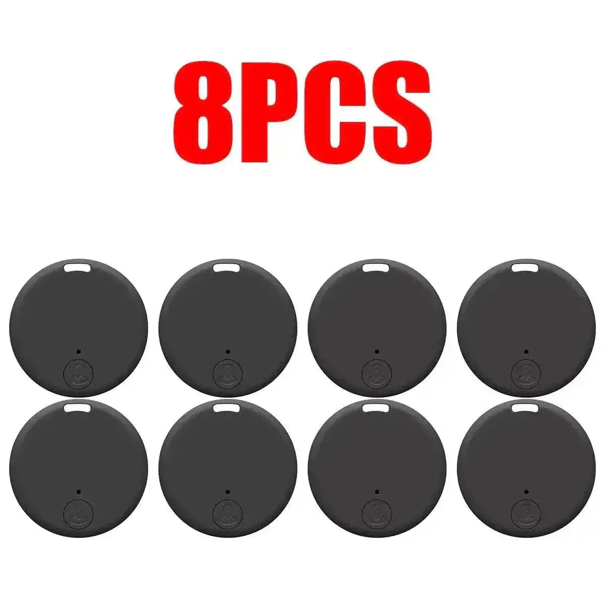 8 pcs Bluetooth GPS tracking devices for keys, pets, and bags.