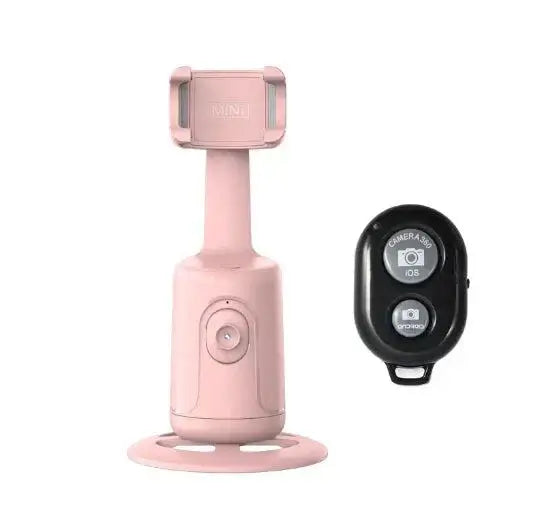 Auto face tracking phone selfie stick in pink with remote control for hands-free selfies