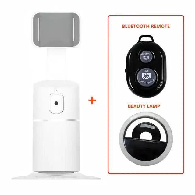 Auto face tracking phone selfie stick with Bluetooth remote and beauty lamp accessory for hands-free perfect selfies