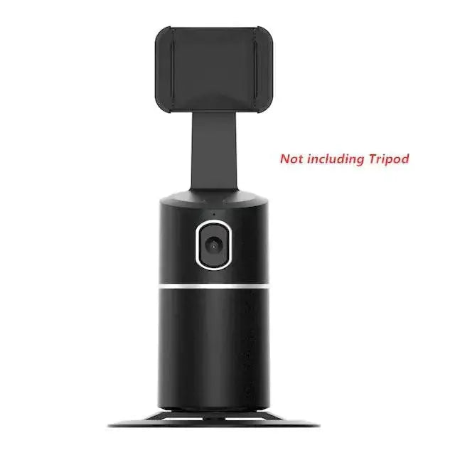 Black auto face tracking phone selfie stick holder without tripod, hands-free selfie device with automatic face tracking technology for clear photos.