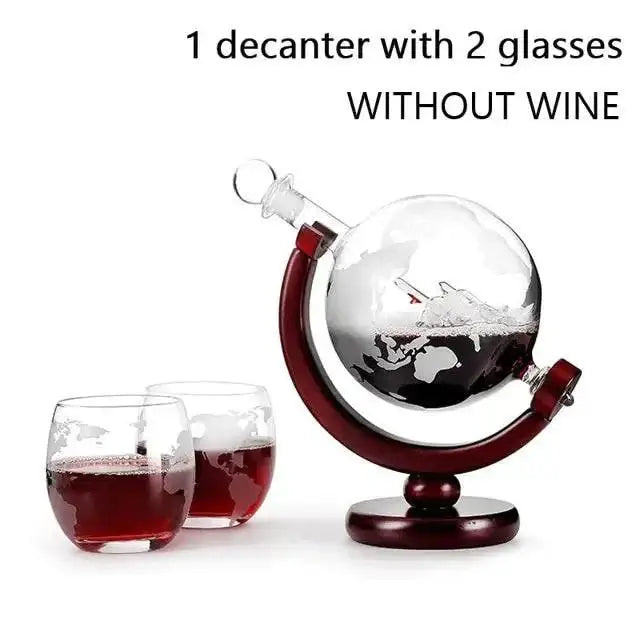 Whiskey Decanter Globe Glass Set with Stand and Wine Aerator