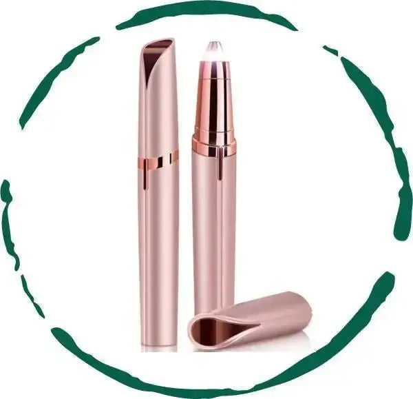 Rechargeable eyebrow hair remover with built-in LED light, hypoallergenic and precise styling tool.