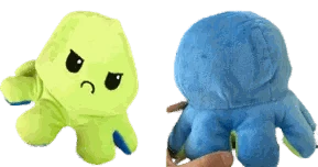Double Sided Flip Octopus Plush Toy showing cute angry and calm expressions, soft and colorful plush for kids and home decor