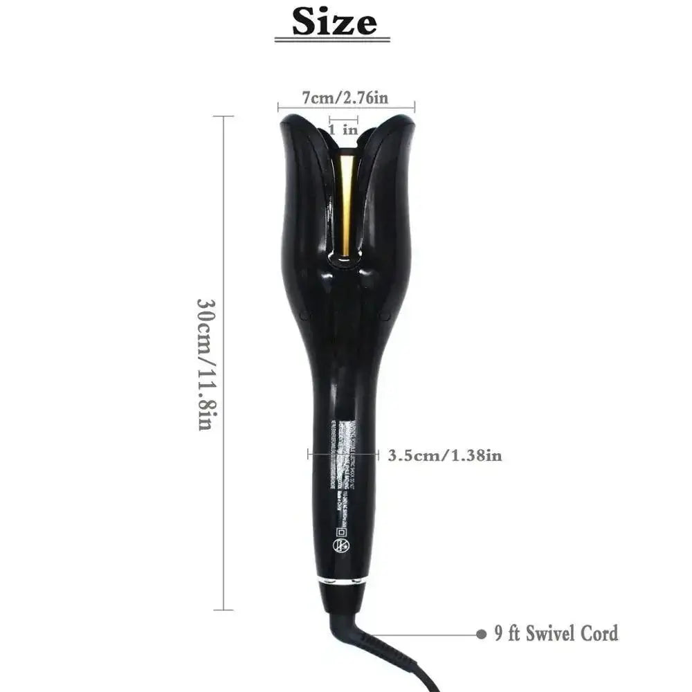 PowerCurl® Automatic Rotating Curling Iron dimensions and features including 9 ft swivel cord for effortless styling.