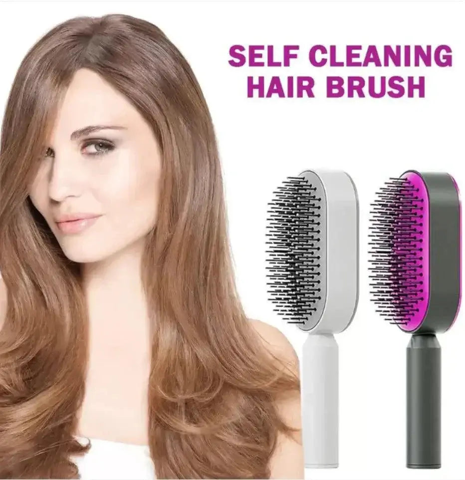 Women's 3D hair growth self-cleaning brush promoting scalp health and reducing hair loss.