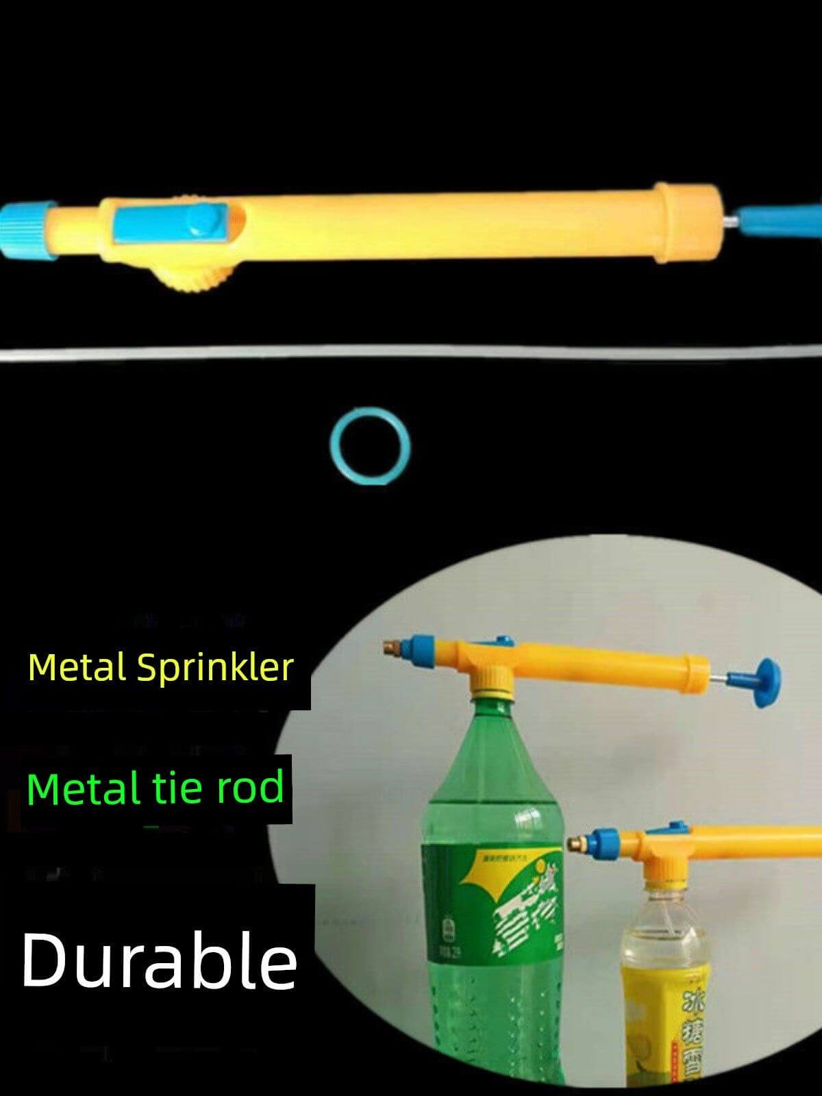 Beverage Bottle Sprayer with metal nozzle for gardening and car washing applications, showcasing durable design and functionality.