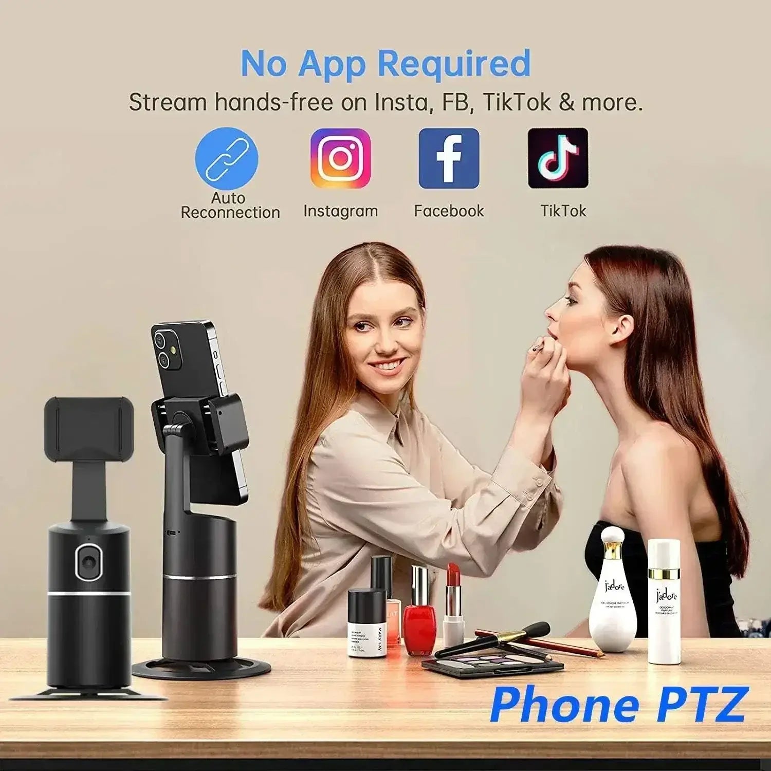 Auto face tracking phone selfie stick for hands-free, stable, and clear selfies and videos on social media apps like Instagram, Facebook, and TikTok