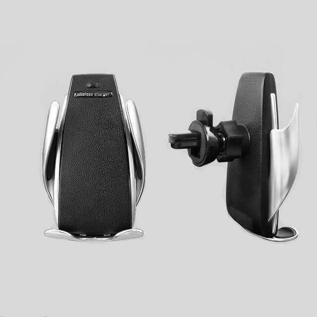 Automatic clamping wireless car charger with air vent mount, designed for fast and convenient phone charging on-the-go.