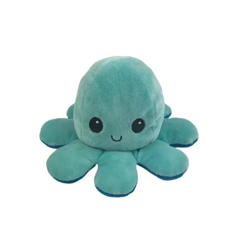 Double sided flip octopus plush toy with soft crystal fabric and cute smiling face for kids and home decor