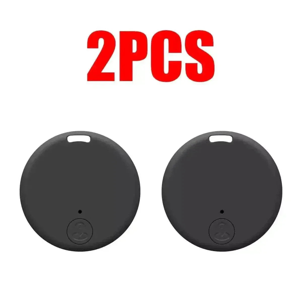 Two black Bluetooth GPS tracking devices for real-time location updates.