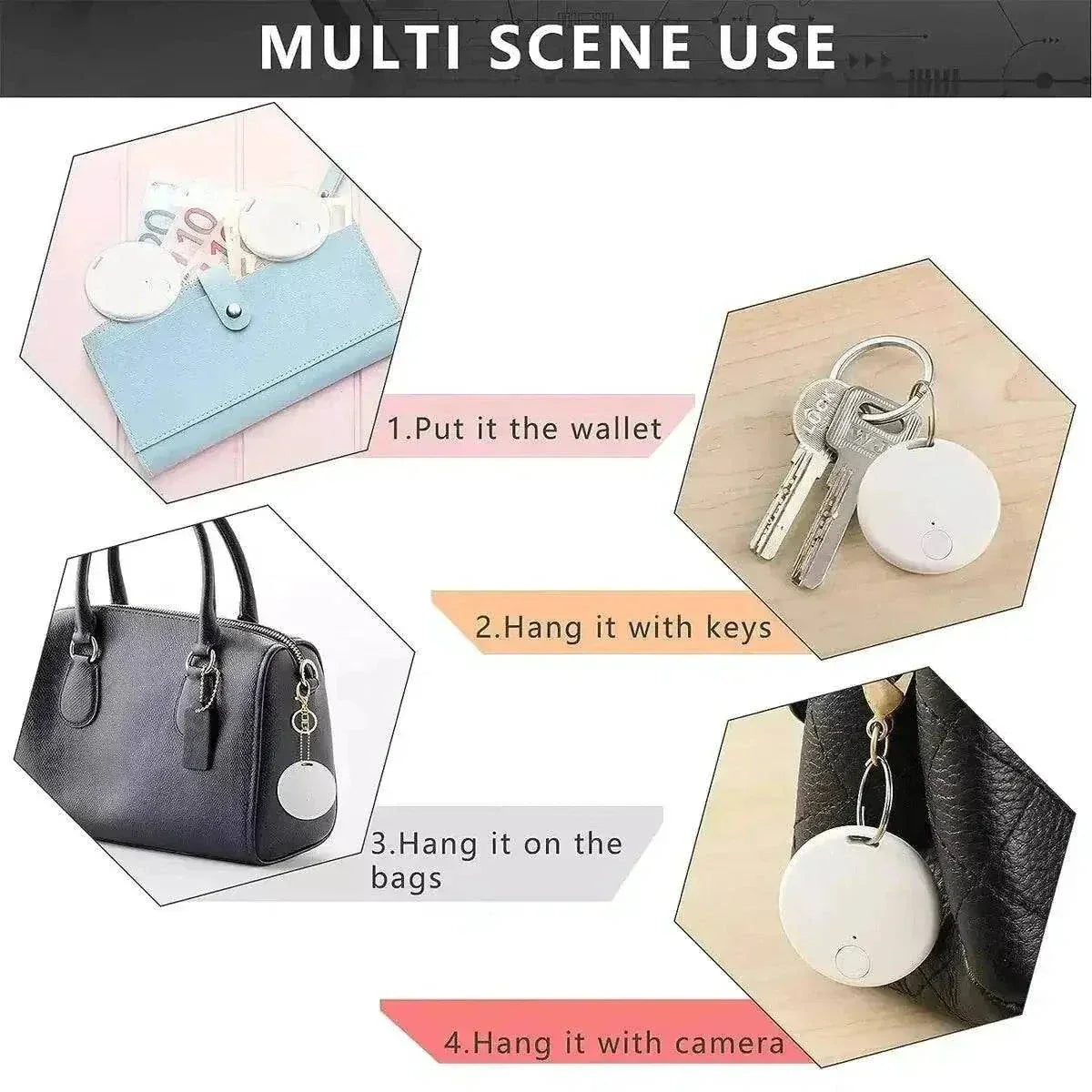 Bluetooth GPS device for tracking wallets, keys, bags, and cameras.