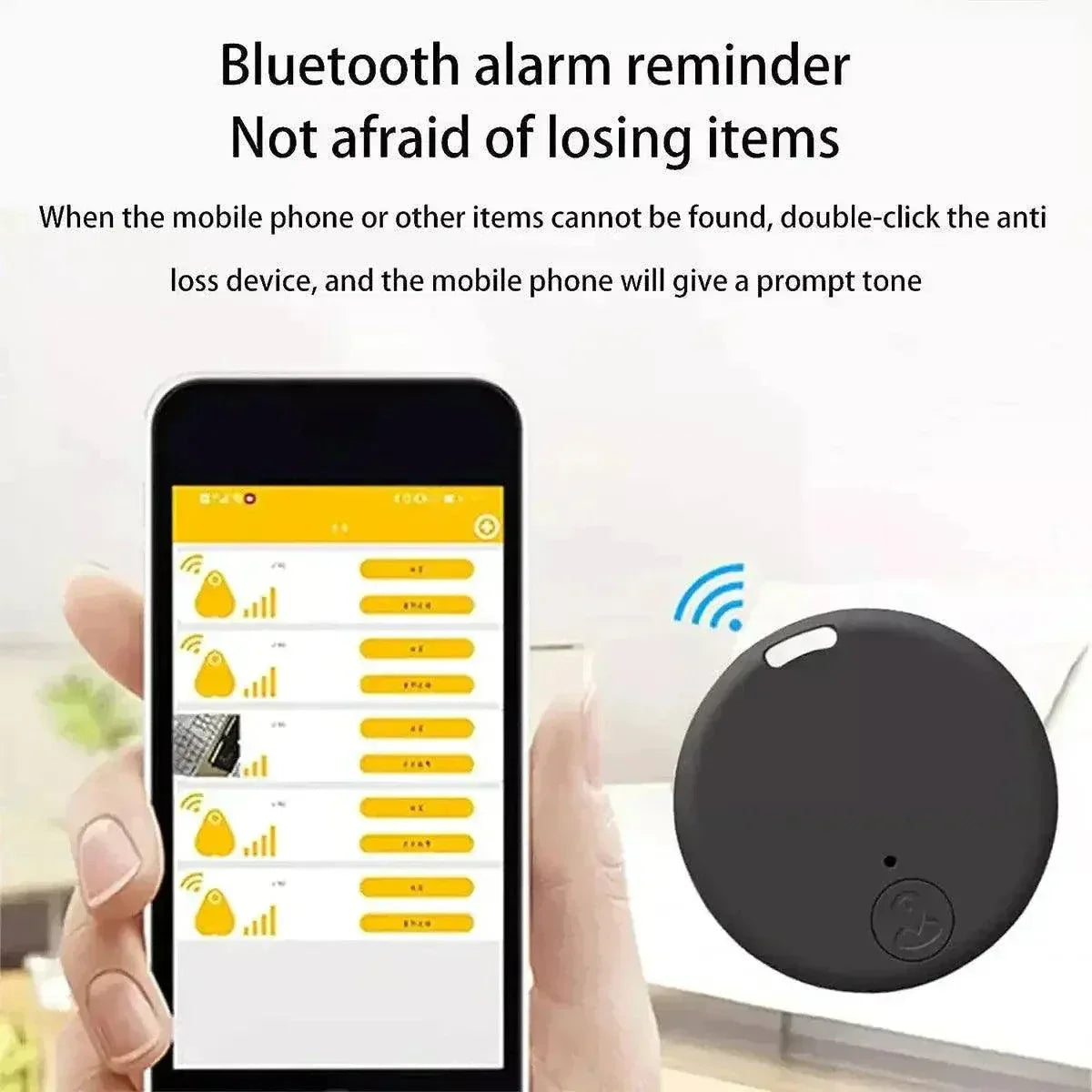 Bluetooth GPS device with alarm reminder for locating items using smartphone.