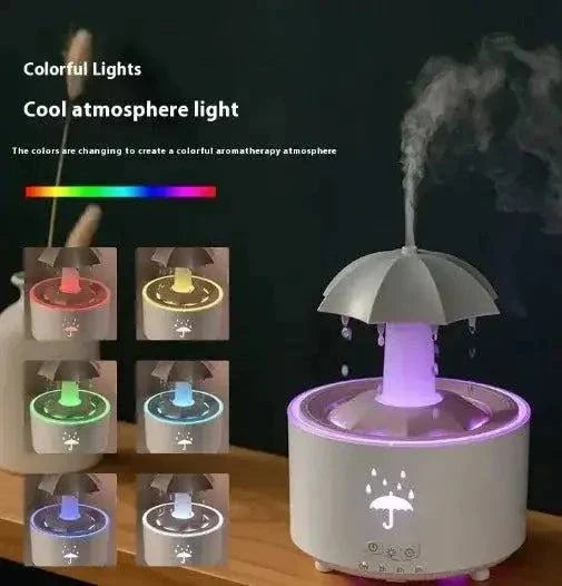 Rotating aroma humidifier with colorful lights enhancing air quality and relaxation.