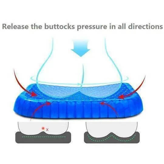 Elastic silicone egg seat cushion with pressure distribution diagram.