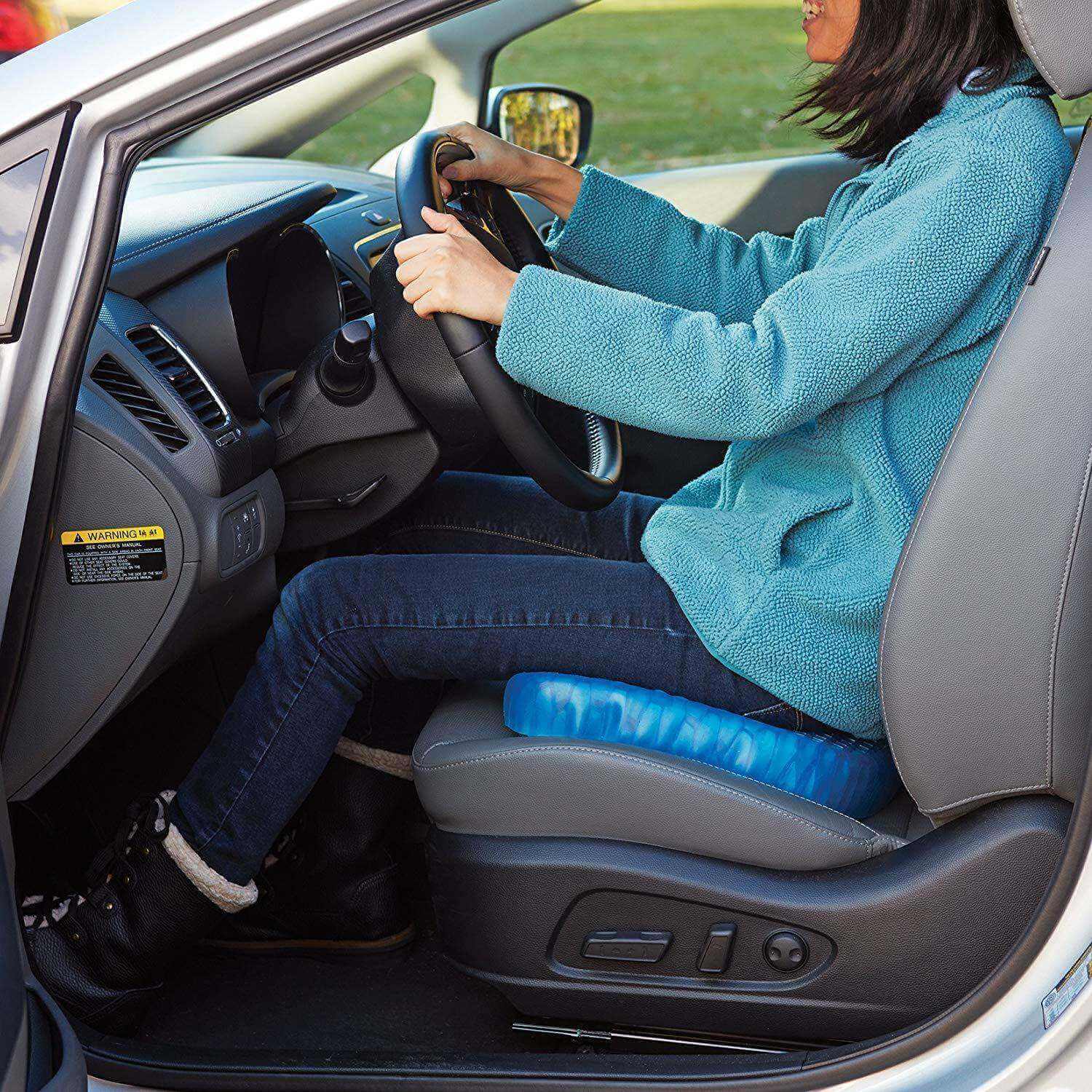 Elastic Silicone Egg Seat Cushion on car seat for comfort and support.