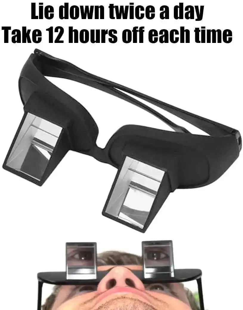 Black Lazy Prism Glasses for comfortable viewing at 90º angle.
