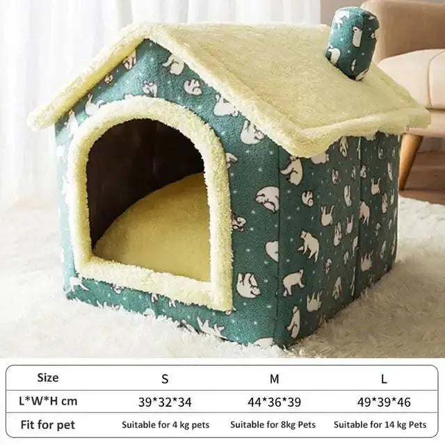 Soft Winter Dog Cat Bed House with plush cushion and heat retention for pets.