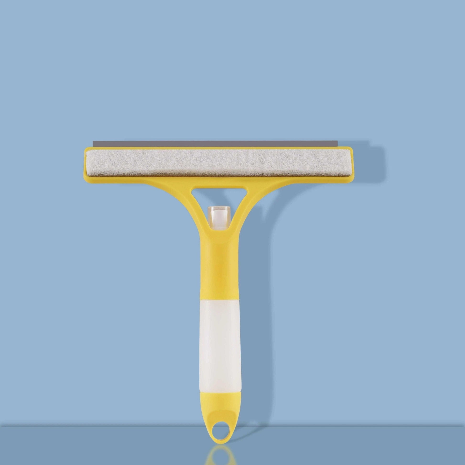 Glass Cleaner Wiper with Scraper and Sprayer against a blue background.