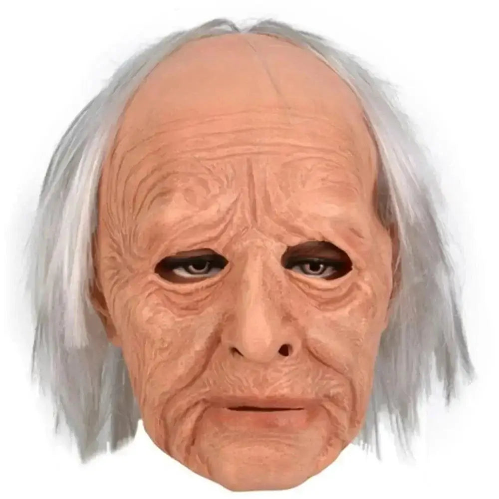 Old scary mask with realistic details and comfortable fit for Halloween.