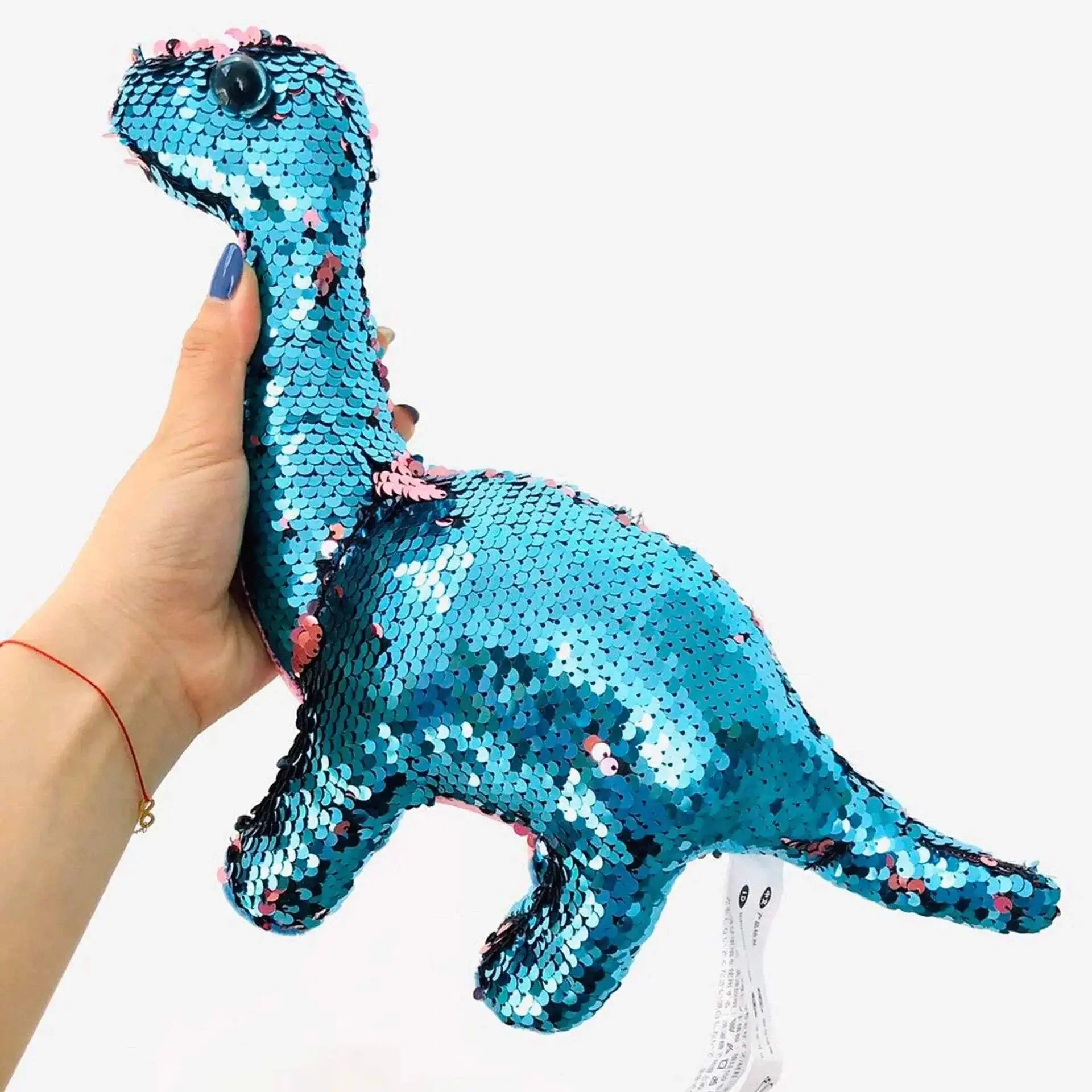 Sequin Dinosaur Color Changing Pillow Toy with vibrant sequins and plush texture.