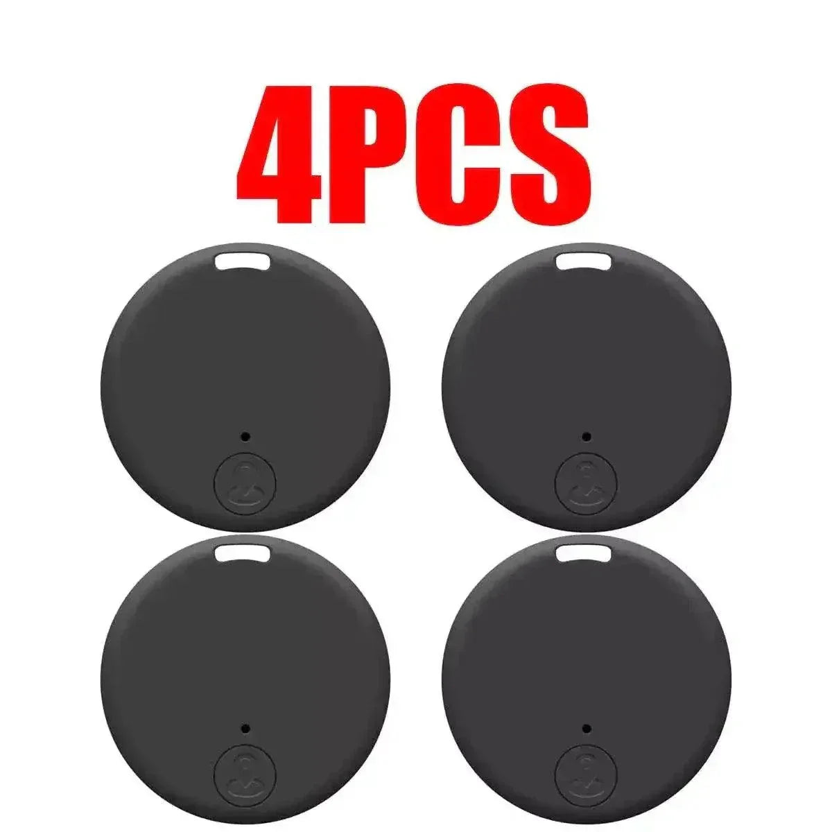 Four compact Bluetooth GPS devices for tracking keys, pets, and personal belongings.