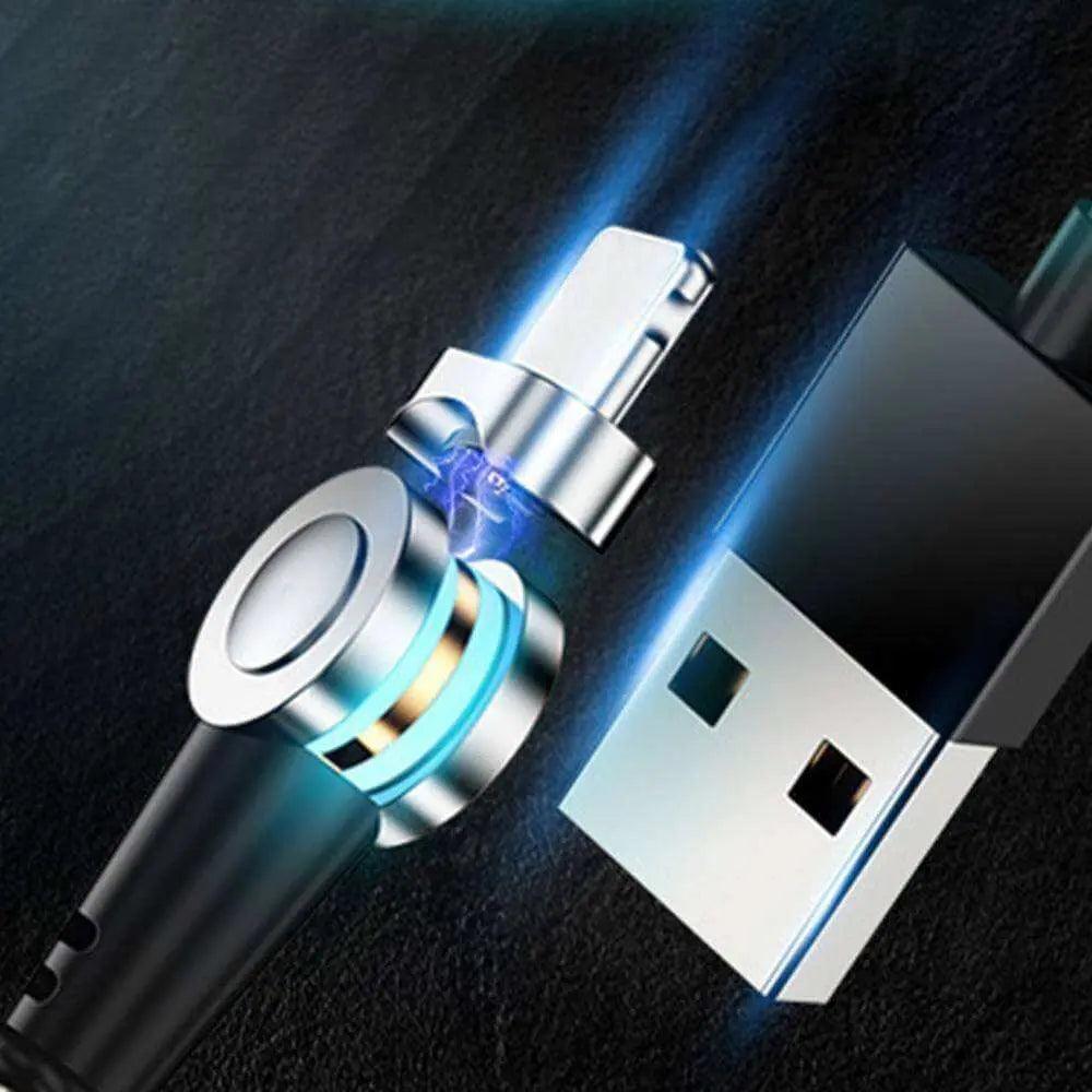 Magnetic charging cable with flexible USB-C connector.