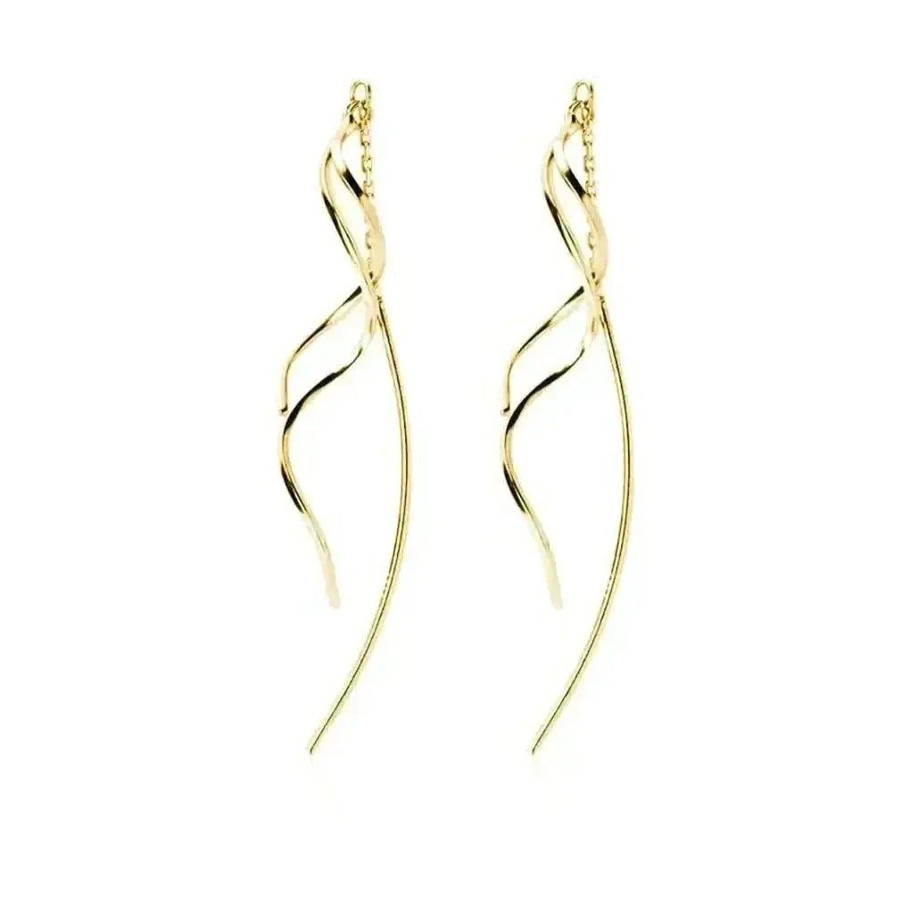 Sterling silver curve dangle earrings, hypoallergenic, lightweight, suitable for sensitive ears.