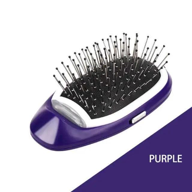 Portable Electric Ionic Styling Hairbrush in purple color.