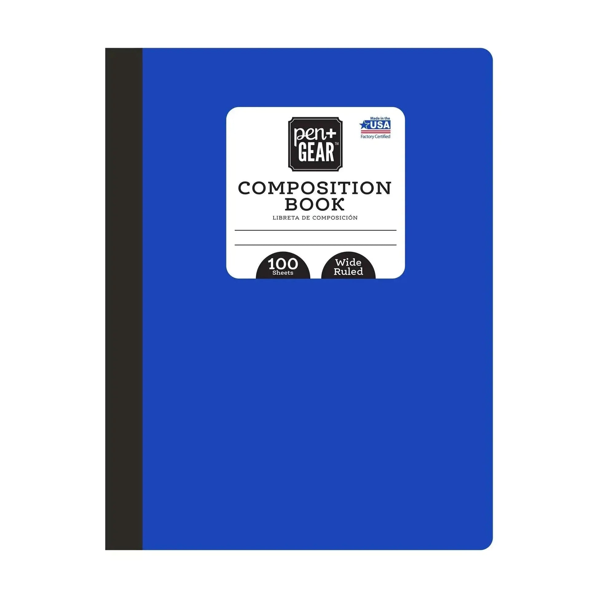Pen + Gear 100 Sheets Blue Composition Book, Wide Ruled Cover