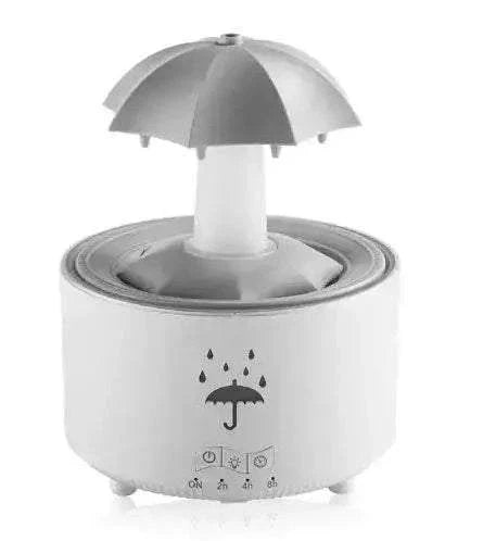Rotating aroma humidifier with umbrella design, enhances air quality and relaxation.