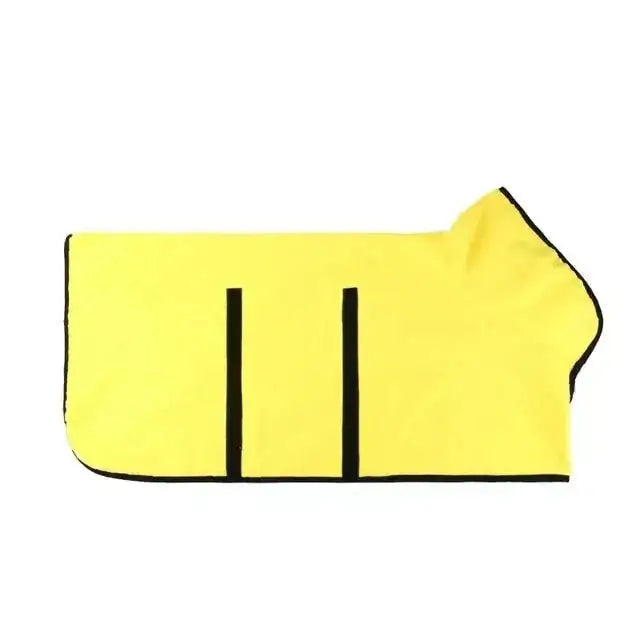 Yellow super absorbent pet bathrobe towel with velcro design for efficient pet drying.