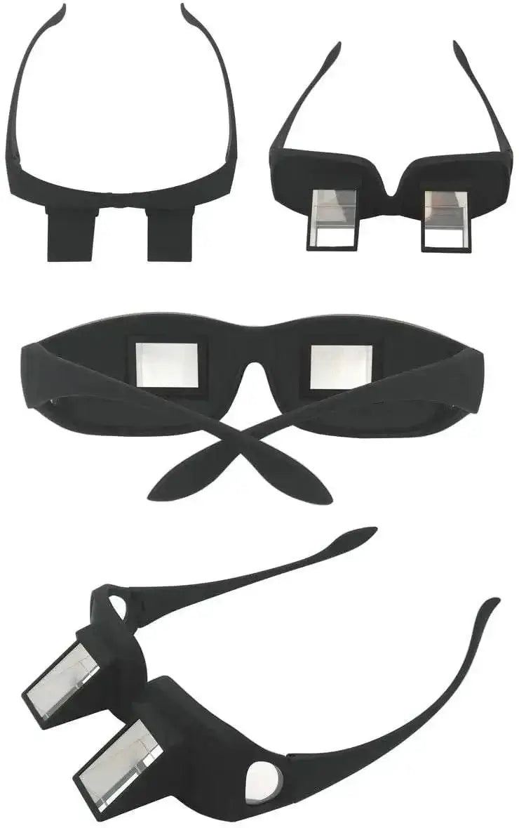 Lazy Prism Glasses with black reinforced polyamide frame and achromatic mineral lenses for comfortable relaxation and productivity.
