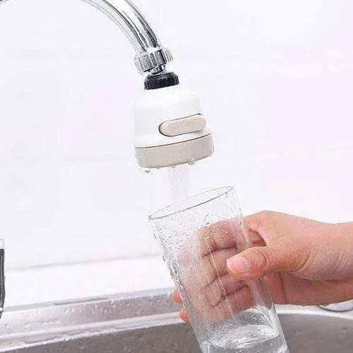 Water saving aerator faucet with 3 modes in use filling a glass.