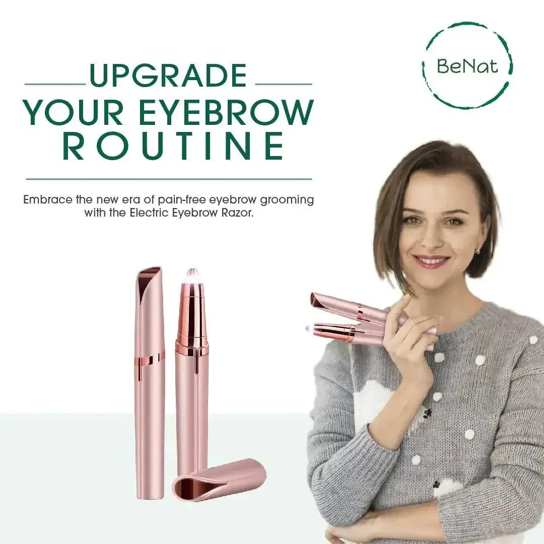 Rechargeable eyebrow hair remover with LED light for precise grooming.